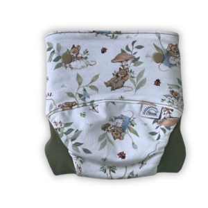 Csónakos mosható pelenka M - Fieldmice (zöld passzé)