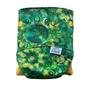 Csónakos mosható pelenka S - Emerald (meleg sárga passzéval)